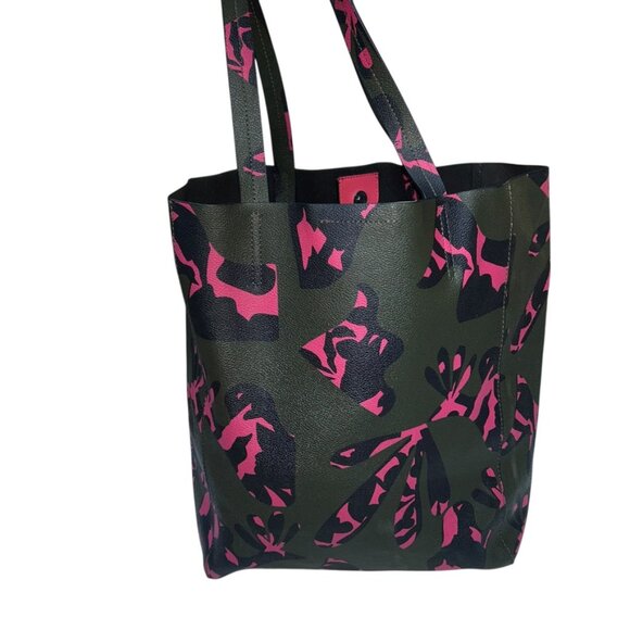 banana republic pink abstract-zebra print large tote bag 16x14 - Picture 5 of 6